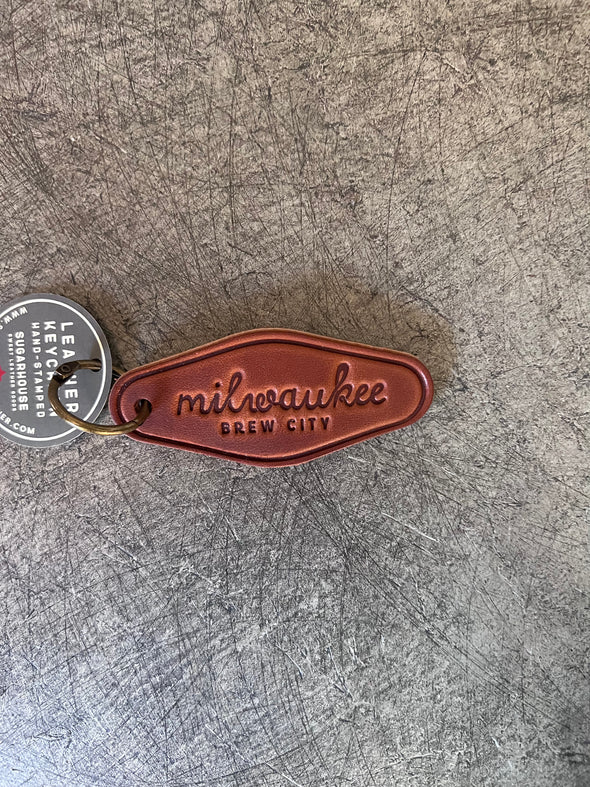 Keychain-Leather MKE Cursive