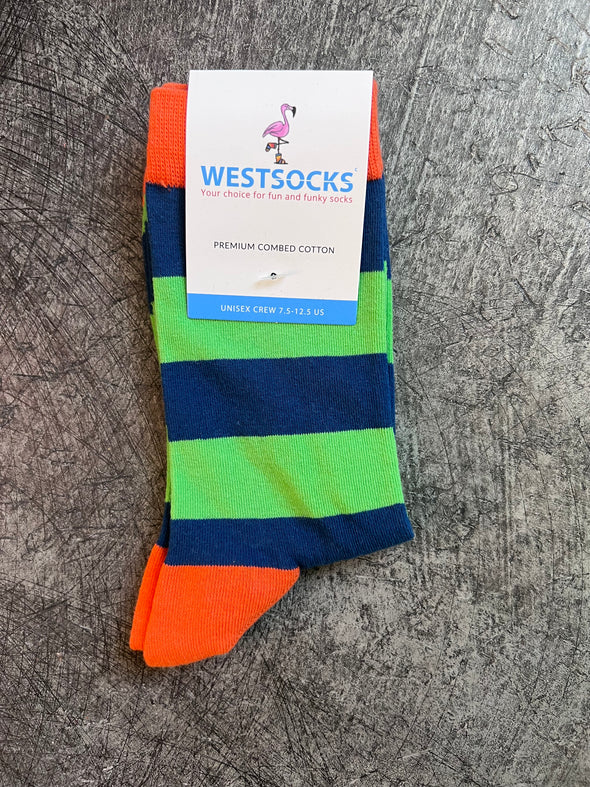Socks-Green/Blue/Orange Stripe