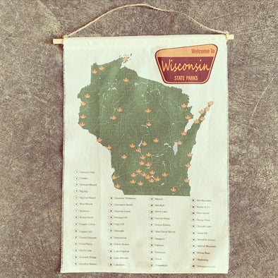 State Park Map Linen Wall Hanging